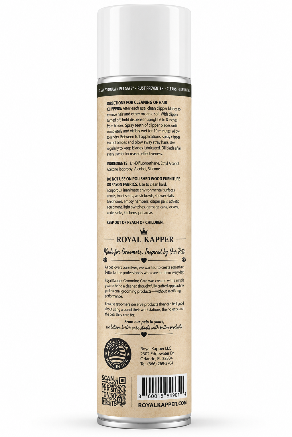 Royal Kapper Groomer Clipper Care - Unscented Clipper Spray (15.5 oz)