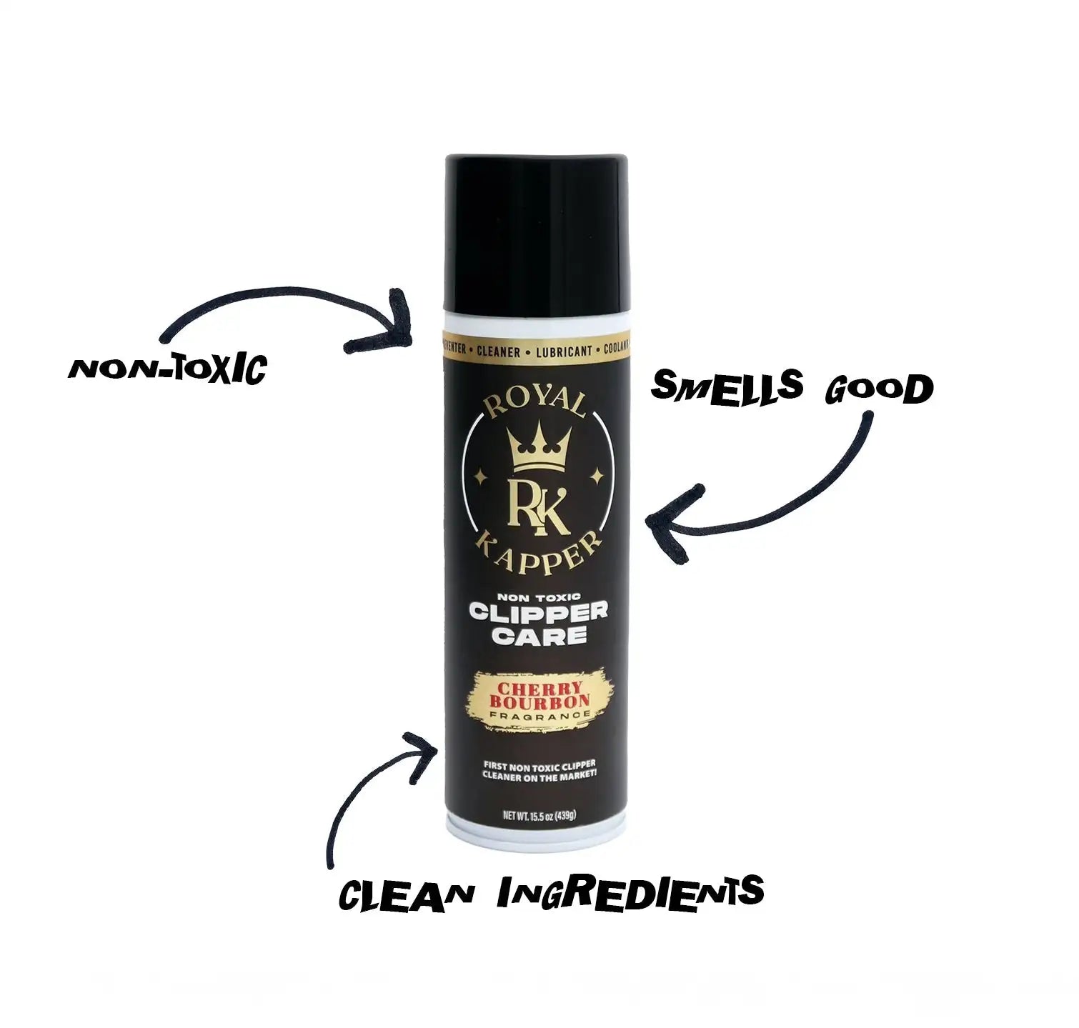 Royal kappar cherry bourbon-scented clipper care spray.